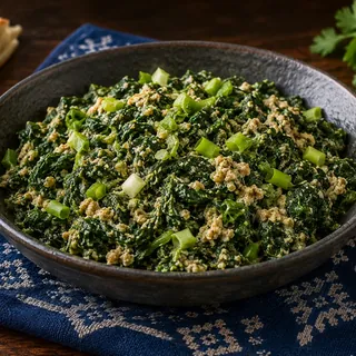 Шпинат с орехами