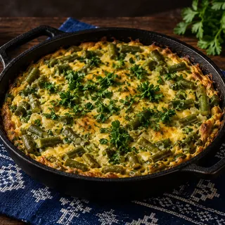 Зелёная фасоль с яйцами